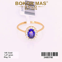 Cincin Emas  Variasi Permata Biru - 24089706 - 16K