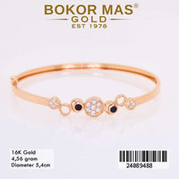 Gelang Emas Kaku Variasi Bulat Hitam Permata - 24089488 - 16K