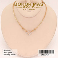 Kalung Emas Variasi Love Permata Putih - 24072424 - 8K