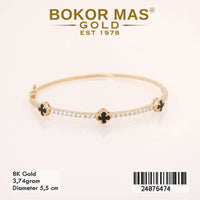 Gelang Emas  Bangkok Variasi Clover Hitam - 24076474 - 8K