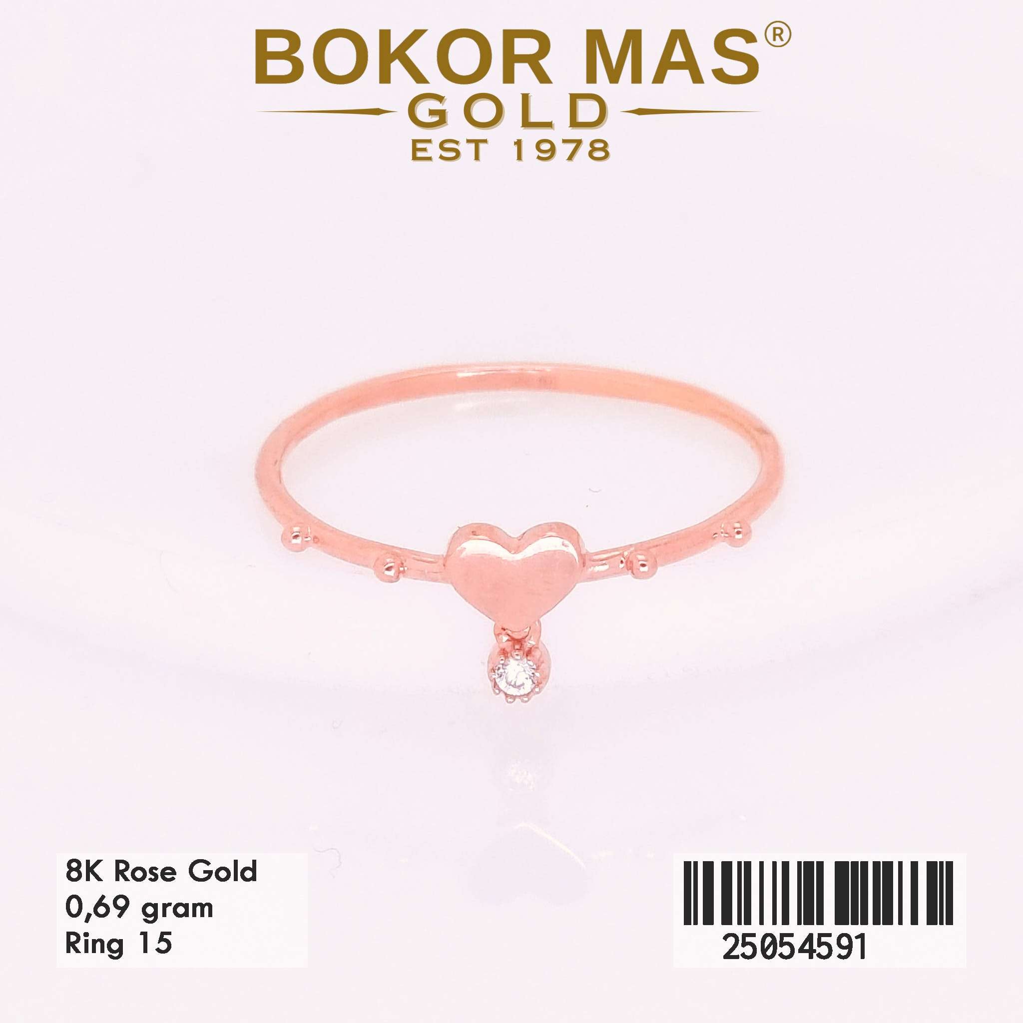 Cincin Emas Variasi Hati Permata Gantung - 25054591 - 8K