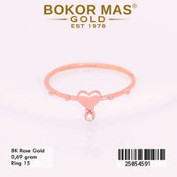 Cincin Emas Variasi Hati Permata Gantung - 25054591 - 8K