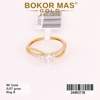 Cincin Emas Variasi Gelombang Permata - 24085738 - 8K