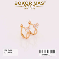Anting Emas  Klip Love Variasi Permata Putih  - 24086772 - 16K