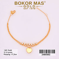 Gelang Emas  Rantai Siyem Variasi Permata Hati - 24089802 - 16K