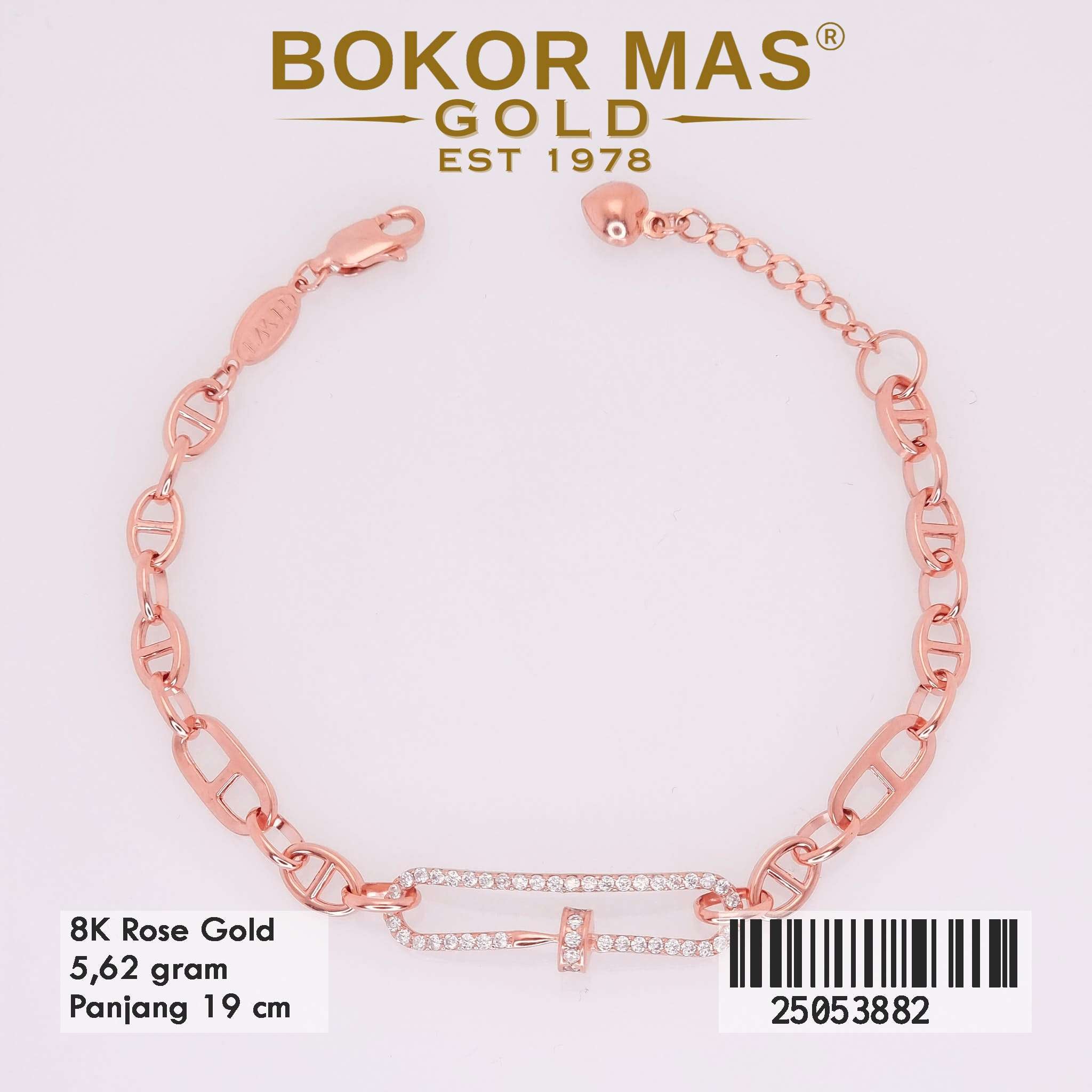 Gelang Emas Rantai Hermei Variasi Permata - 25053882 - 8K