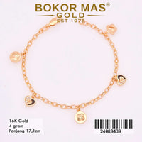 Gelang Emas Rantai Hollotifani Variasi Bunga Hati - 24089439 - 16K