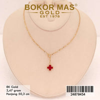 Kalung Emas Siyem Variasi Clover Merah Juntai - 24070454 - 8K