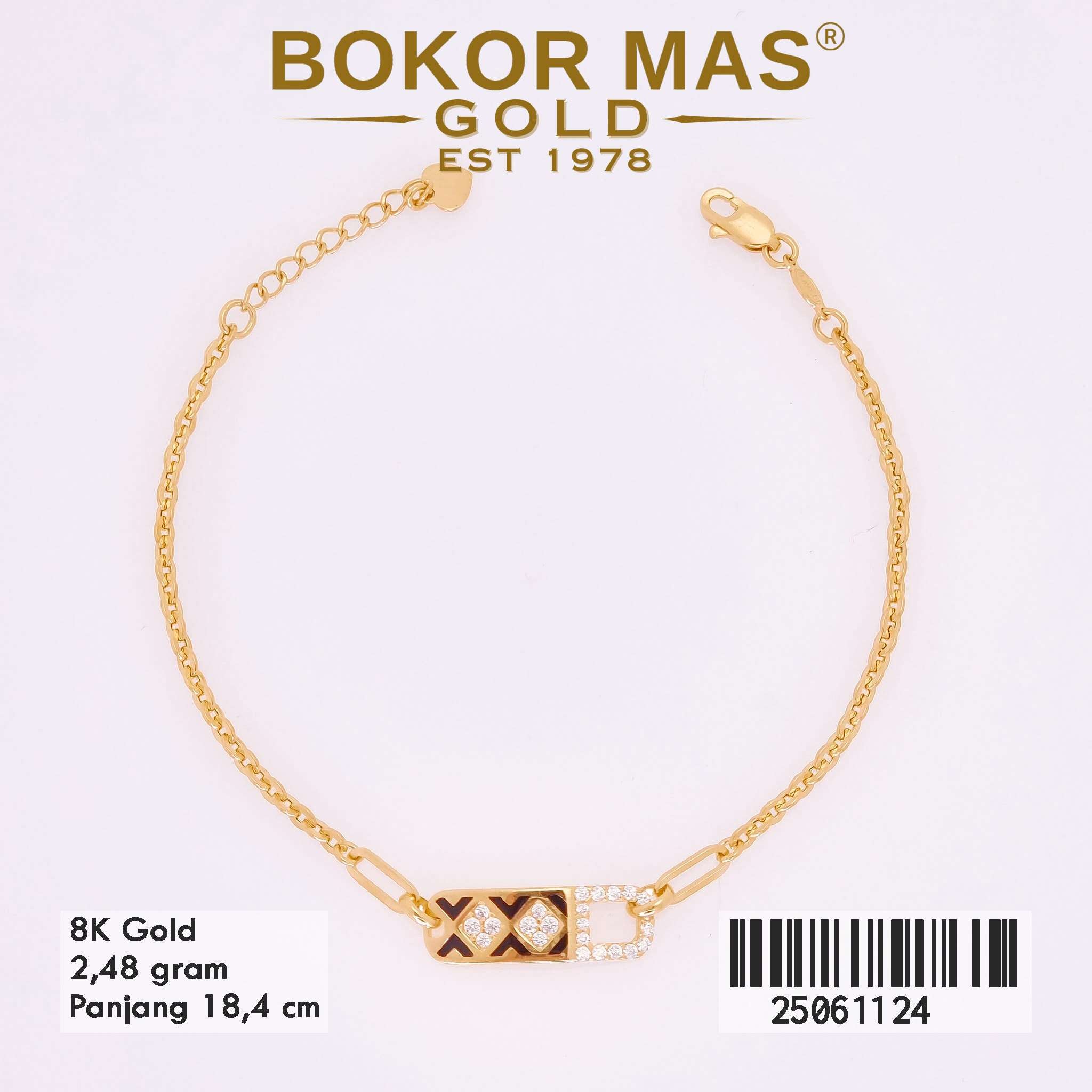 Gelang Emas Rantai Variasi Permata - 25061124 - 8K