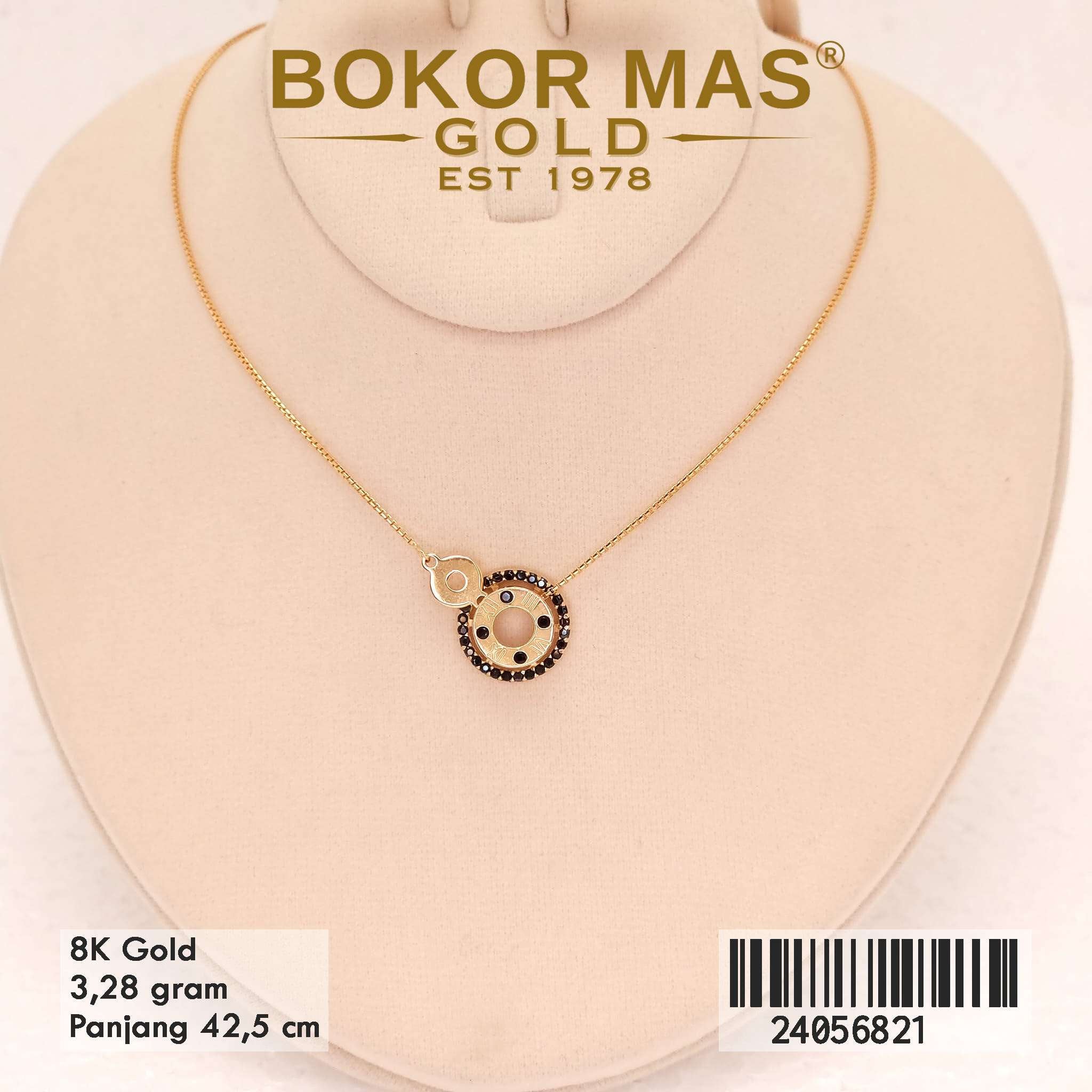 Kalung Italy Santa Variasi Permata Hitam - 24056821 - 8K