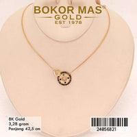 Kalung Emas Italy Santa Variasi Permata Hitam - 24056821 - 8K