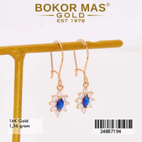 Anting  Emas Desi Bunga Biru Variasi Permata - 24087194 - 16K