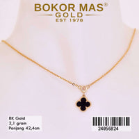 Kalung Emas  Variasi Clover Hitam - 24056824 - 8K