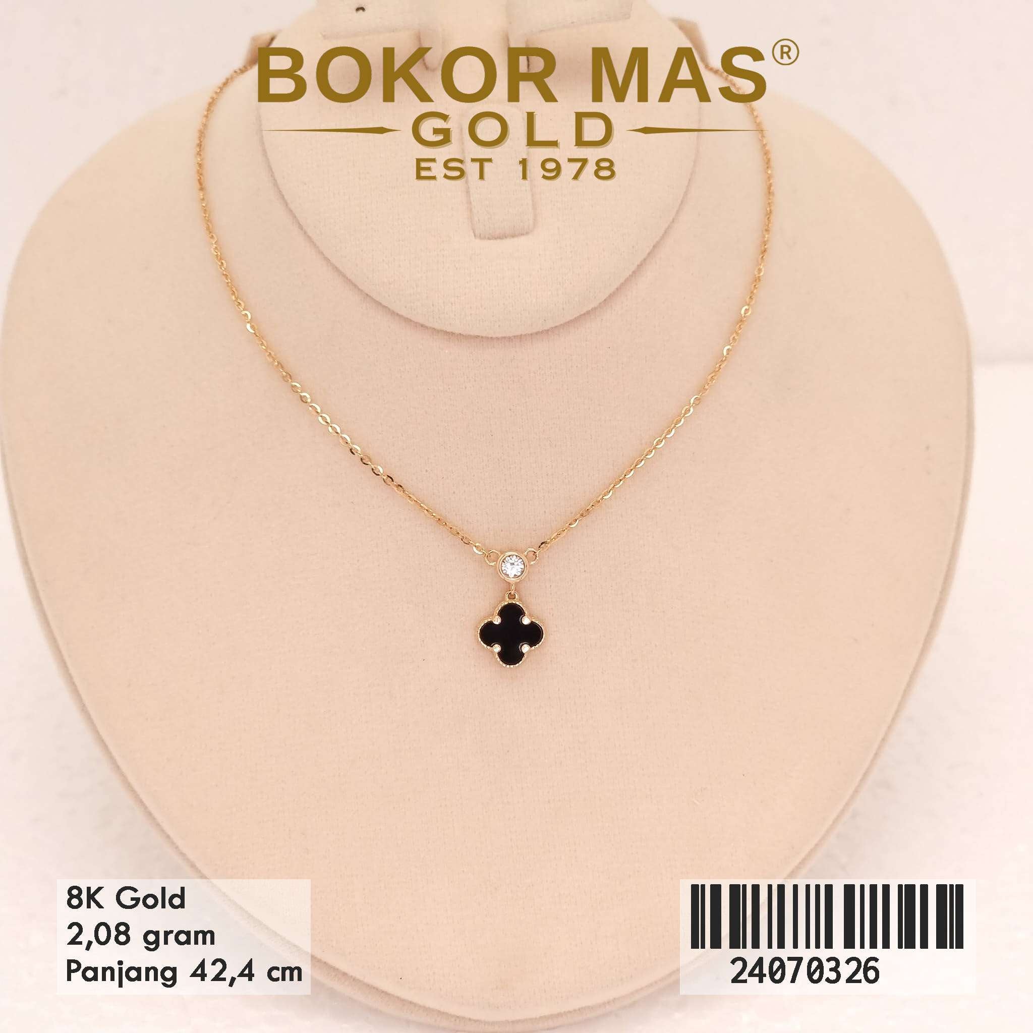 Kalung Siyem Variasi Clover Hitam Permata - 24070326 - 8K