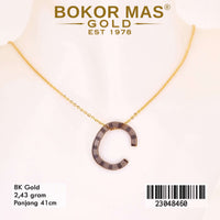 Kalung Emas Huruf C Variasi Cat Hitam - 23048460 - 8K