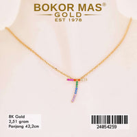 Kalung Emas  Huruf T Variasi Permata - 24054259 - 8K