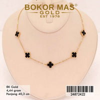 Kalung Emas Siyem Variasi Lima Clover Hitam - 24072422 - 8K