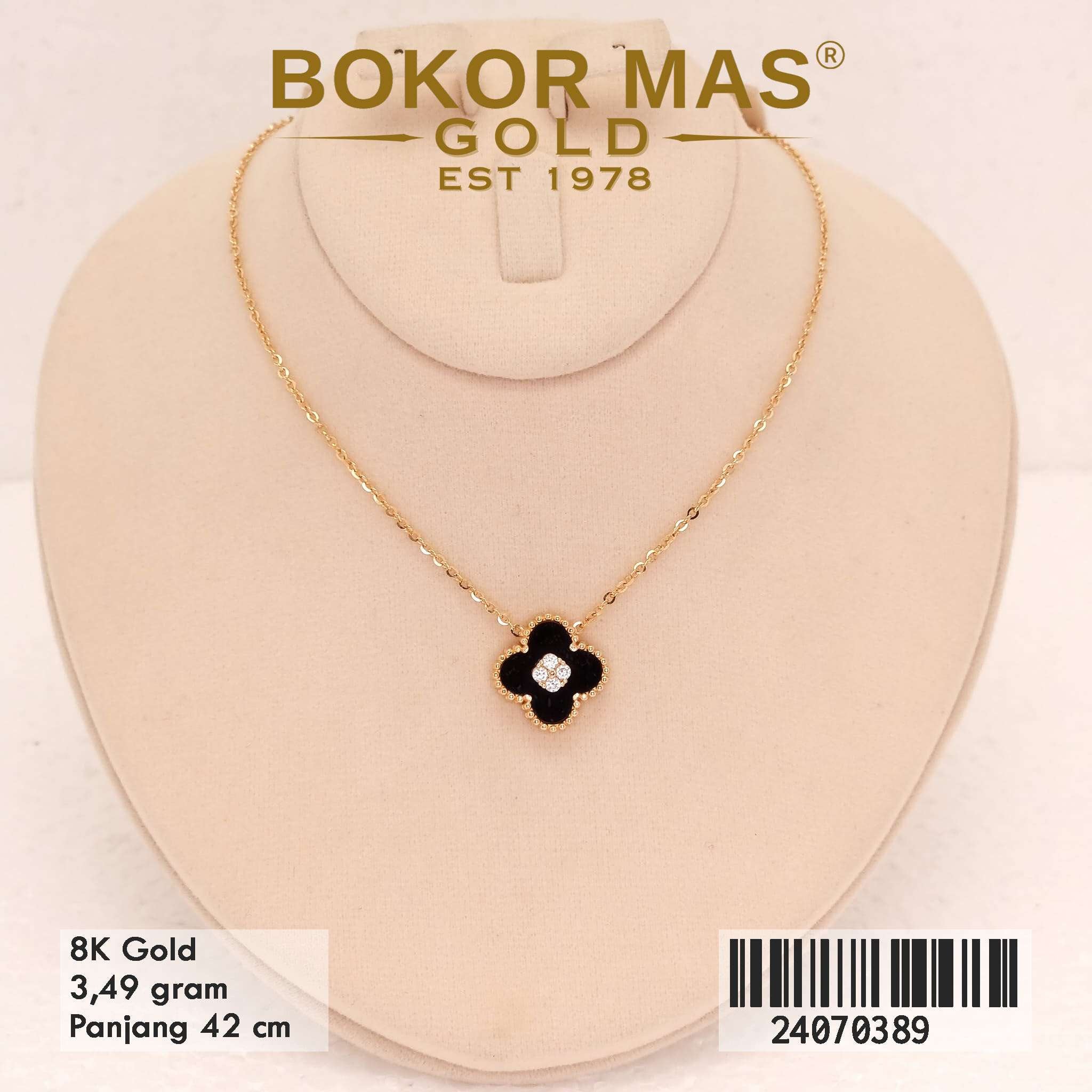Kalung Siyem Variasi Clover Hitam Permata - 24070389 - 8K