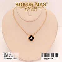Kalung Emas Siyem Variasi Clover Hitam Permata - 24070389 - 8K