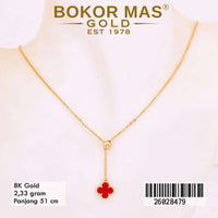 Kalung Variasi Liontin Bunga Merah Juntai -  26028479 - 8K
