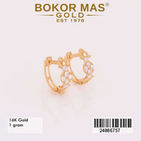 Anting Emas  Klip Lengkung Variasi Permata Putih - 24086757 - 16K