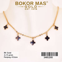 Kalung Emas Clover Cat Hitam Variasi - 24052203 - 8K