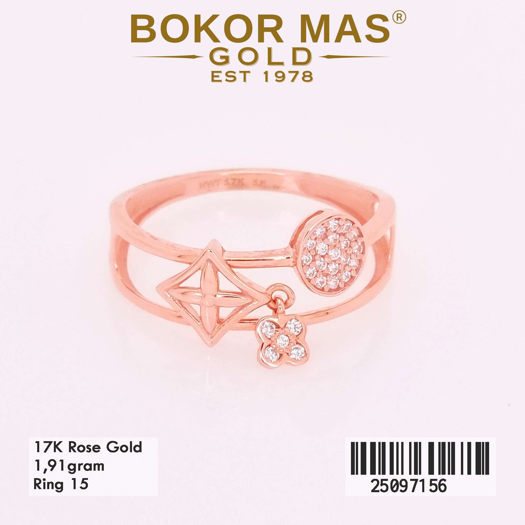 Foto Cincin Emas Asli Cincin Variasi Perma 17K - Perhiasan Asli Bokormas Gold