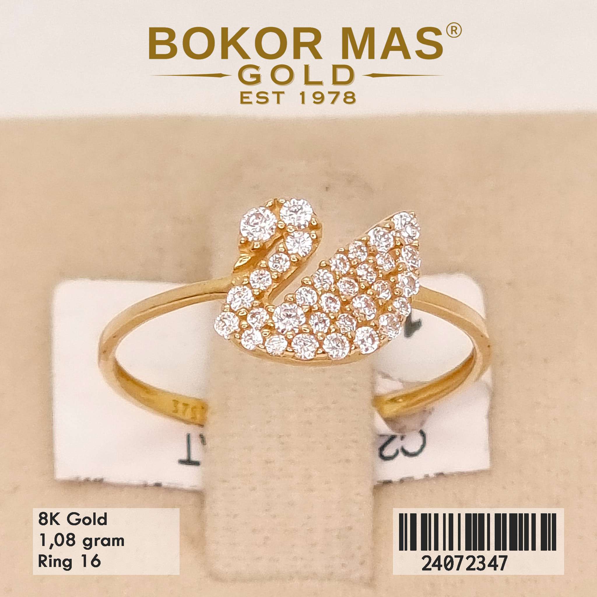 Cincin Variasi Swan Permata Putih - 24072347 - 8K