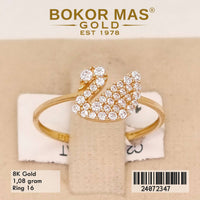 Cincin Emas Variasi Swan Permata Putih - 24072347 - 8K
