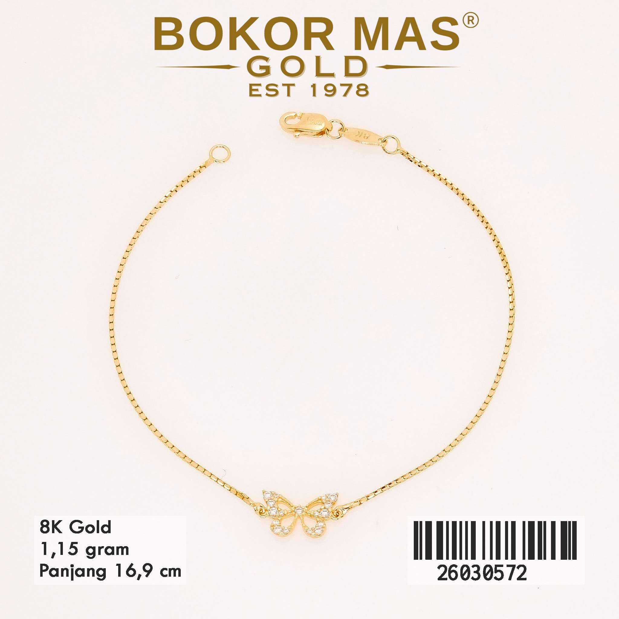  Gelang Rantai Itali Variasi Kupu - 26030572 - 8K