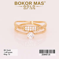 Cincin Emas Dua Layer Variasi Permata - 25048135 - 8K