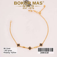 Gelang Emas  Rantai Variasi Serut Clover Batu - 24064320 - 8k