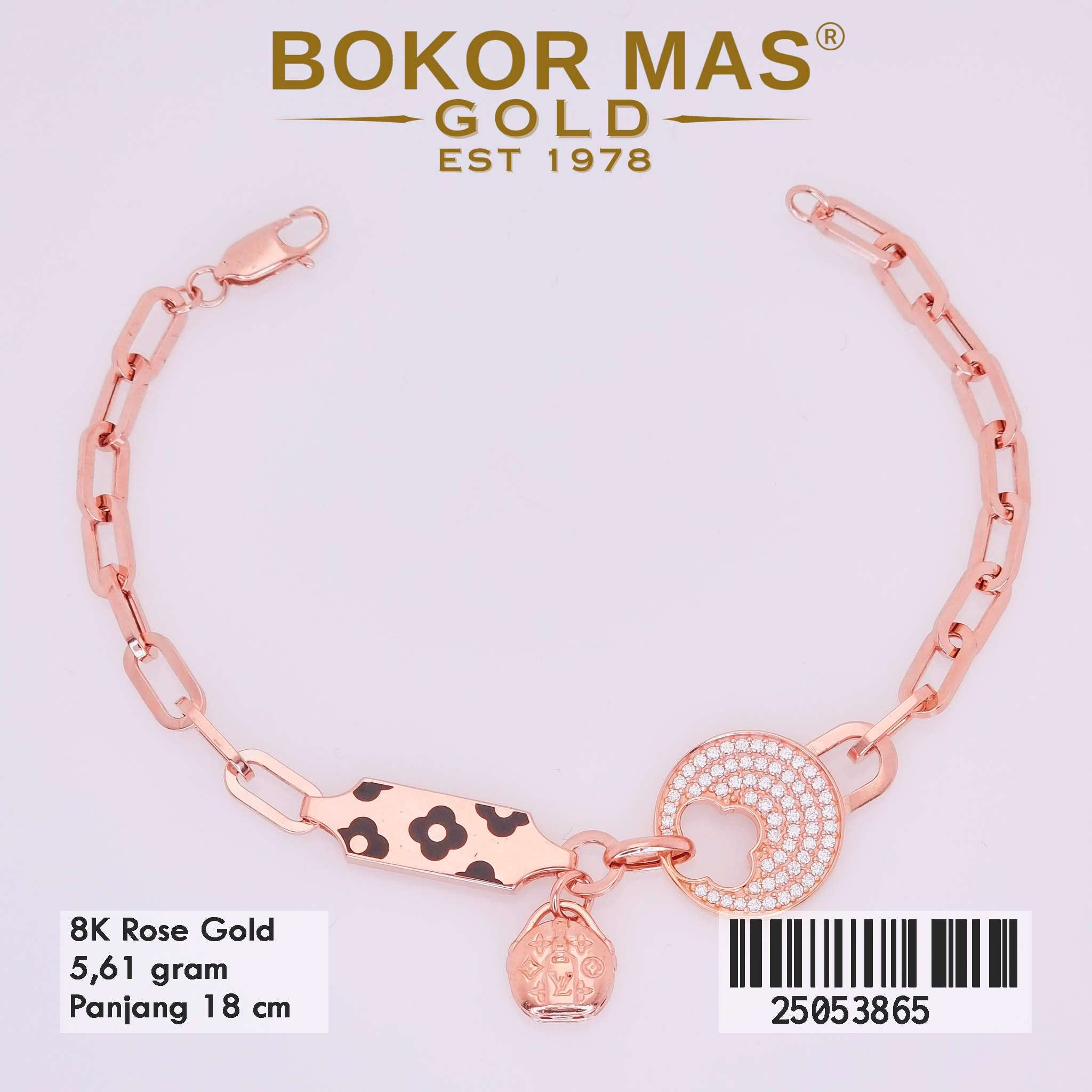 Gelang Emas Rantai paperclip Variasi Permata - 25053865 - 8K