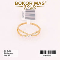 Cincin Emas Variasi Silang Permata - 24085610 - 8K