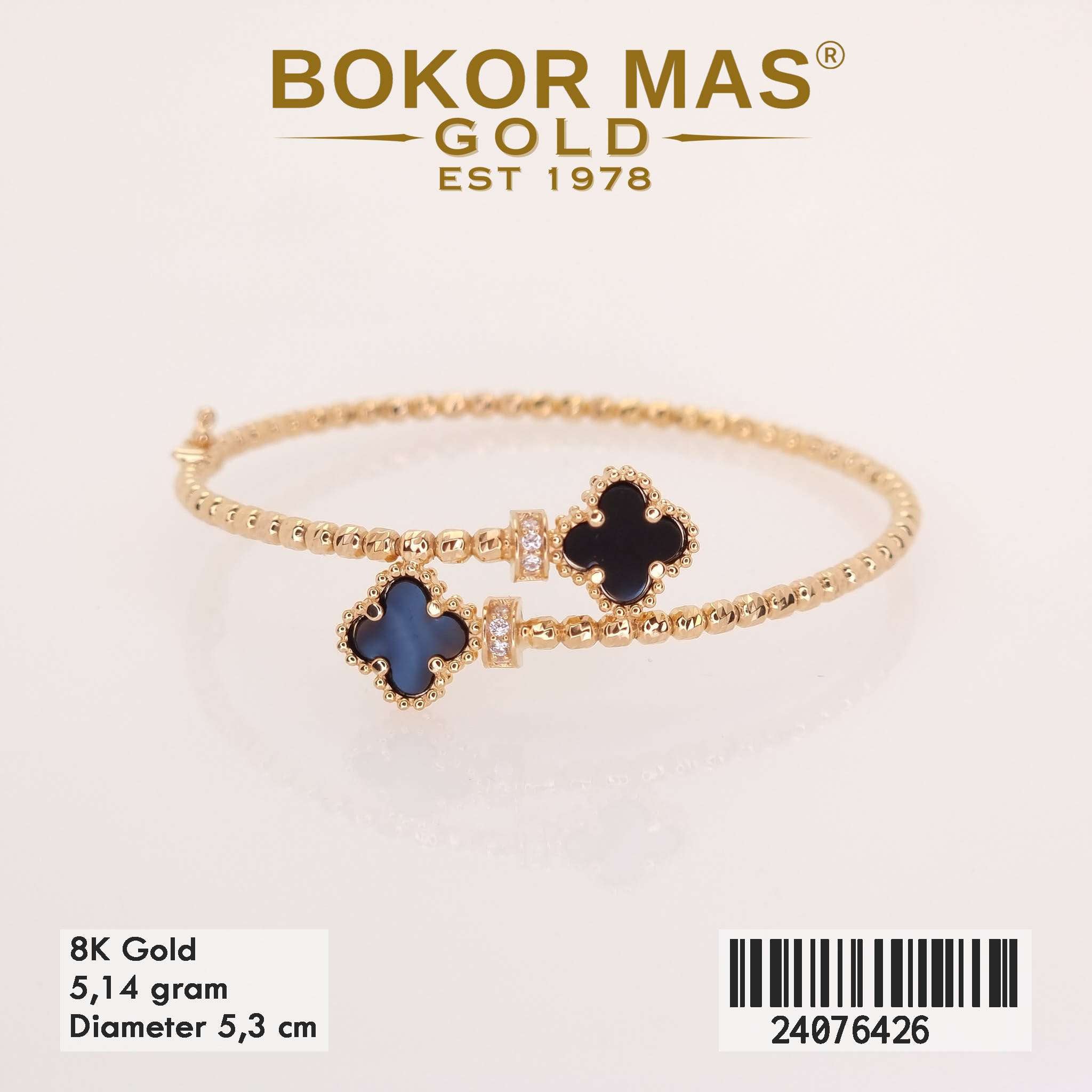 Gelang Bangkok Variasi Clover Hitam - 24076426 - 8K