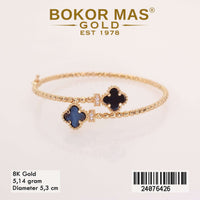 Gelang Emas  Bangkok Variasi Clover Hitam - 24076426 - 8K