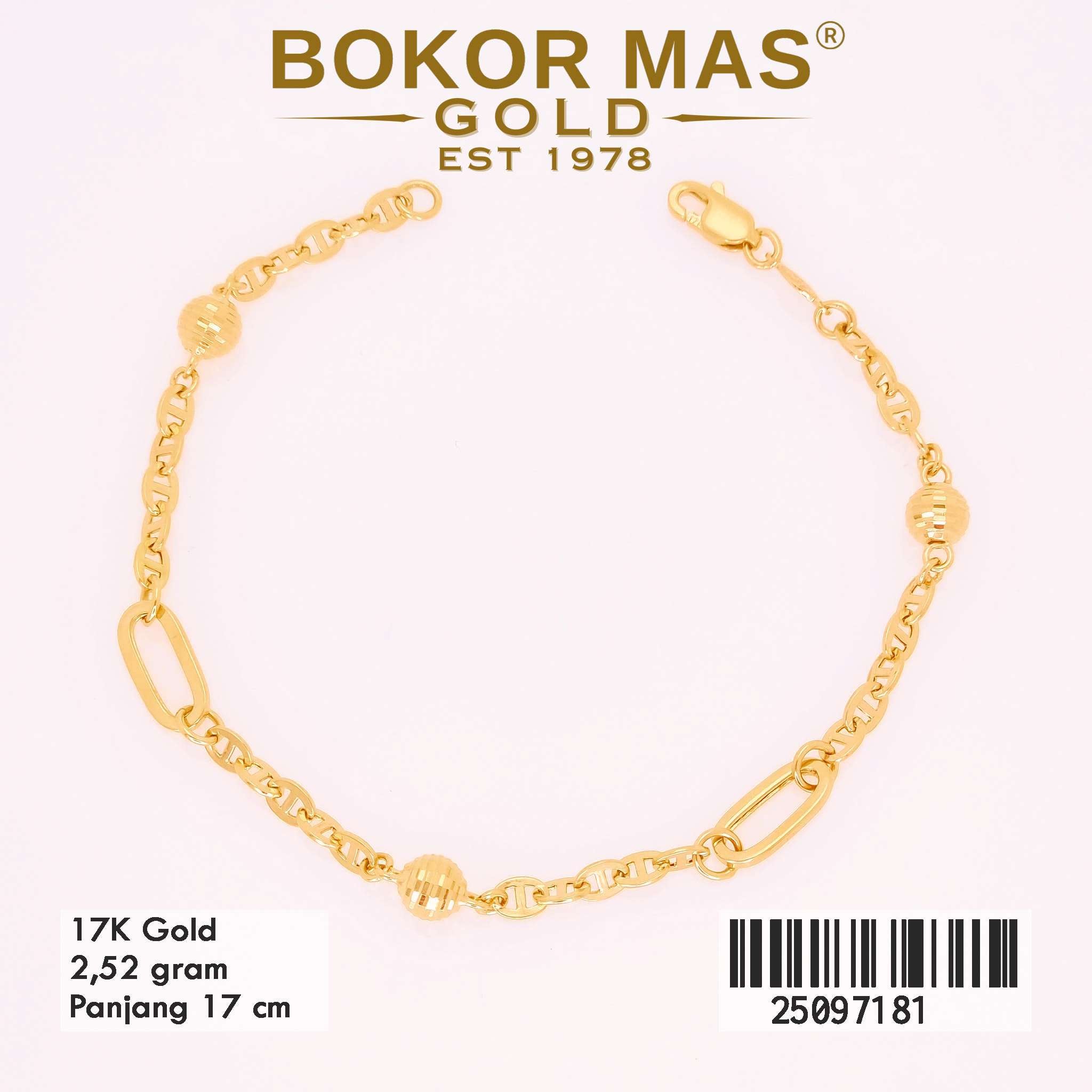 Foto Gelang Emas Asli Gelang  Variasi 17K - Perhiasan Asli Bokormas Gold