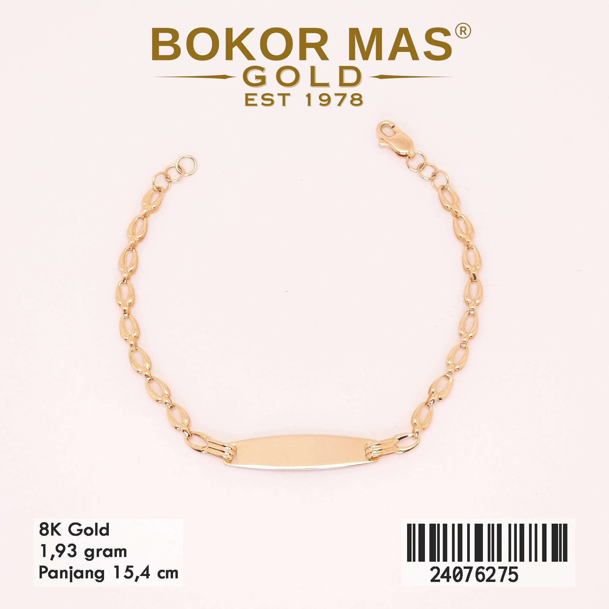 Gelang Tangan Anak Rantai Variasi Plat - 24076275 - 8K