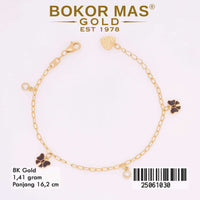 Gelang Emas Rantai Variasi Pita Hitam Permata - 25061030 - 8K