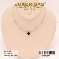 Kalung Emas Siyem Variasi Clover Hitam - 24070384 - 8K