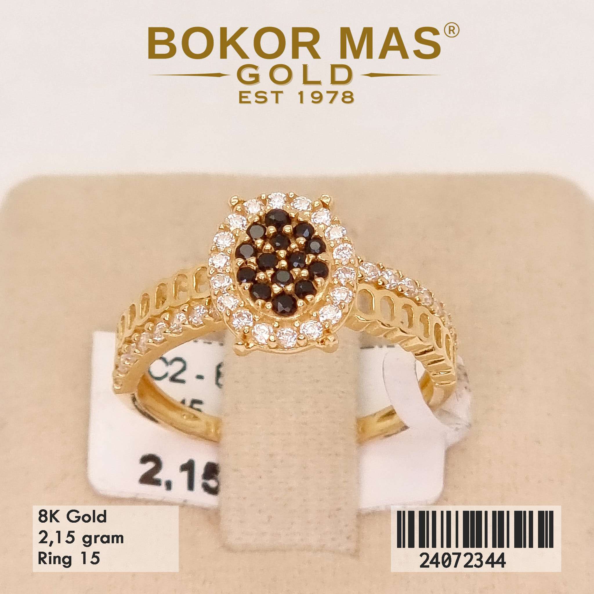 Cincin Variasi Permata hitam Putih - 24072344 - 8K