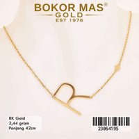 Kalung Emas Huruf R Variasi Tanpa Permata - 23064195 - 8K