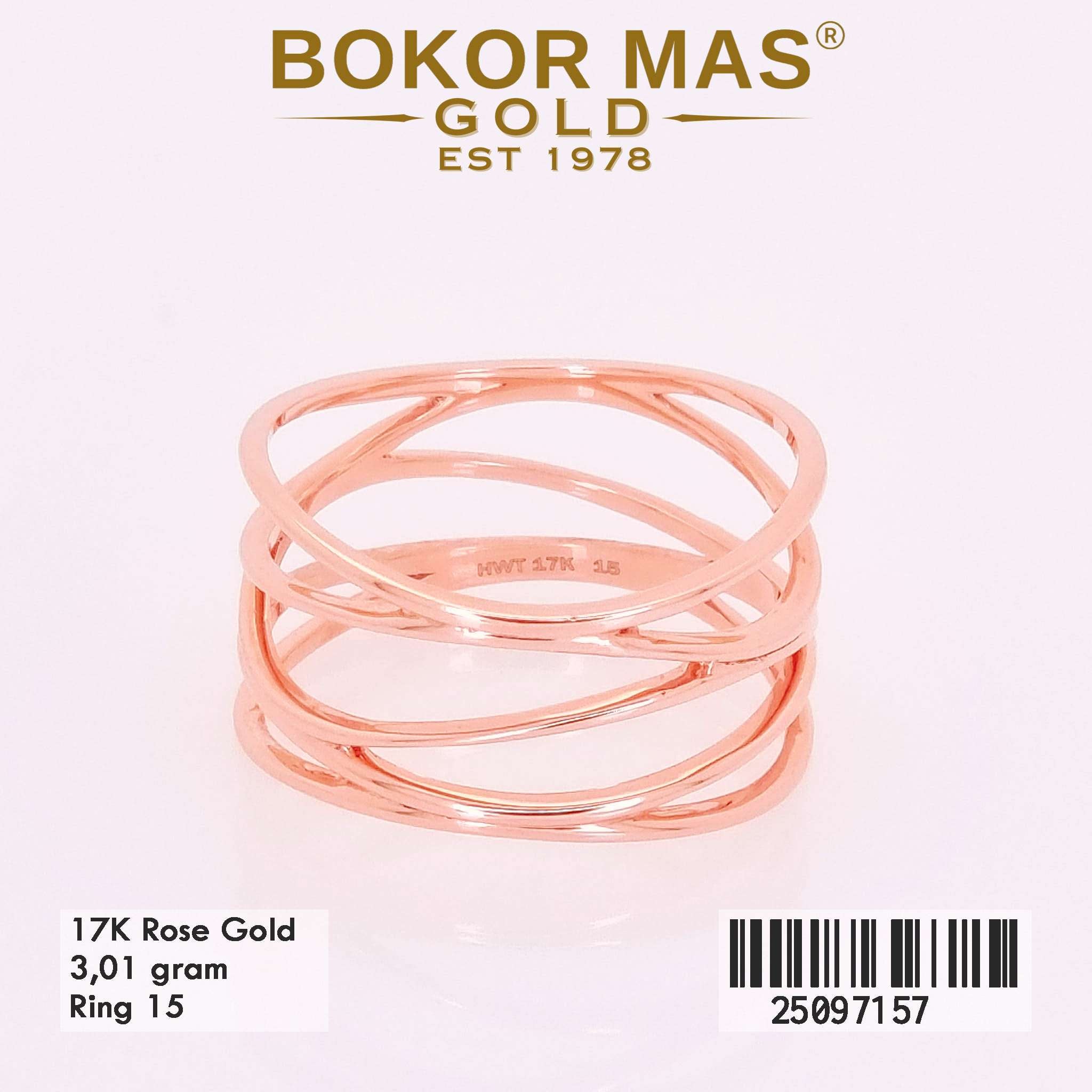 Foto Cincin Emas Asli Cincin Variasi Rose 17K - Perhiasan Asli Bokormas Gold
