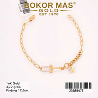 Gelang  Emas Rantai Paperline Variasi Permata - 23080476 - 16K