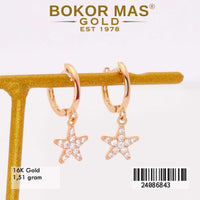 Anting Emas  Klip Bintang Variasi Permata Putih - 24086843 - 16K