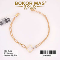 Gelang Emas  Rantai Bunga Variasi Permata  - 24063490 - 16K