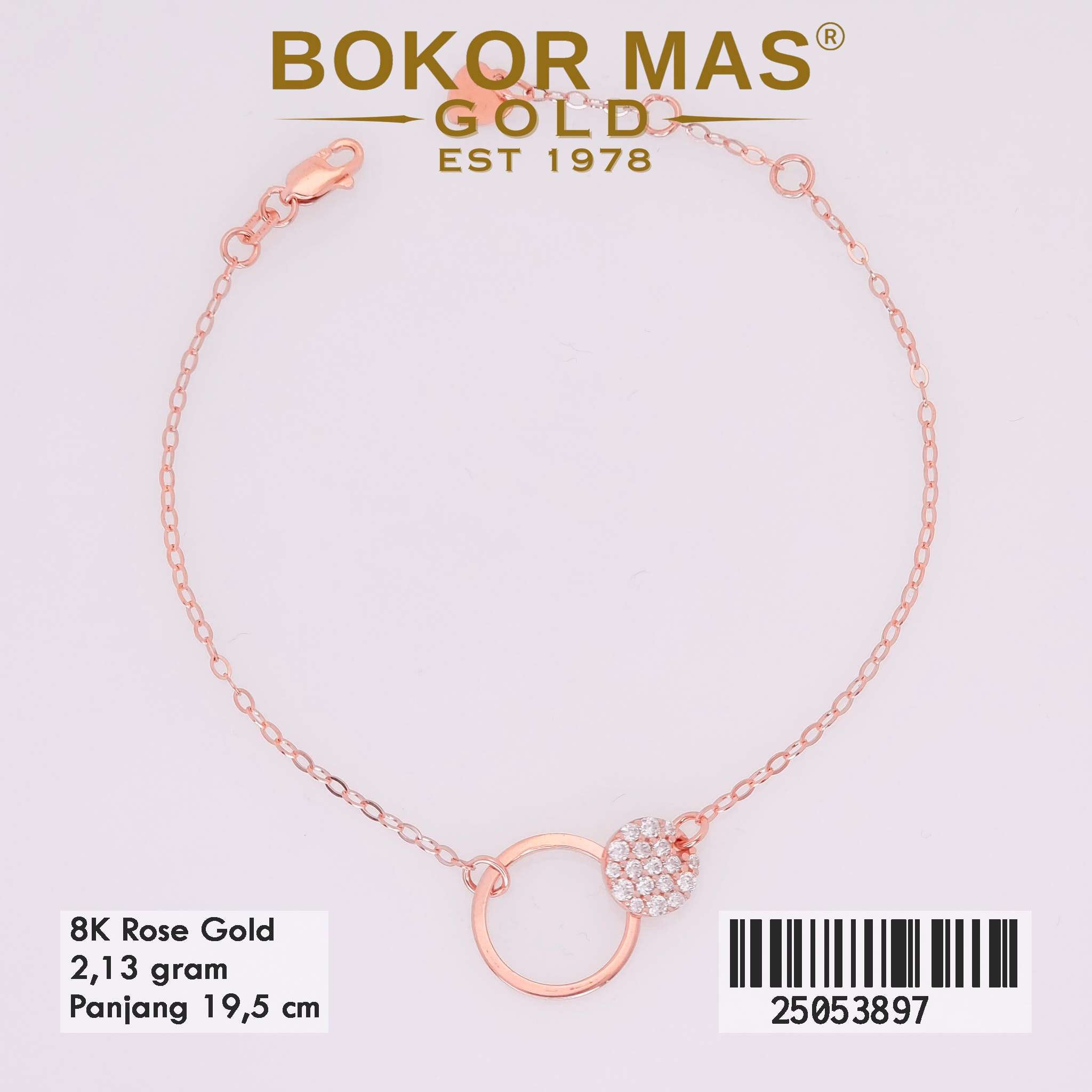 Gelang Emas Rantai Siyem Variasi Permata - 25053897 - 8K