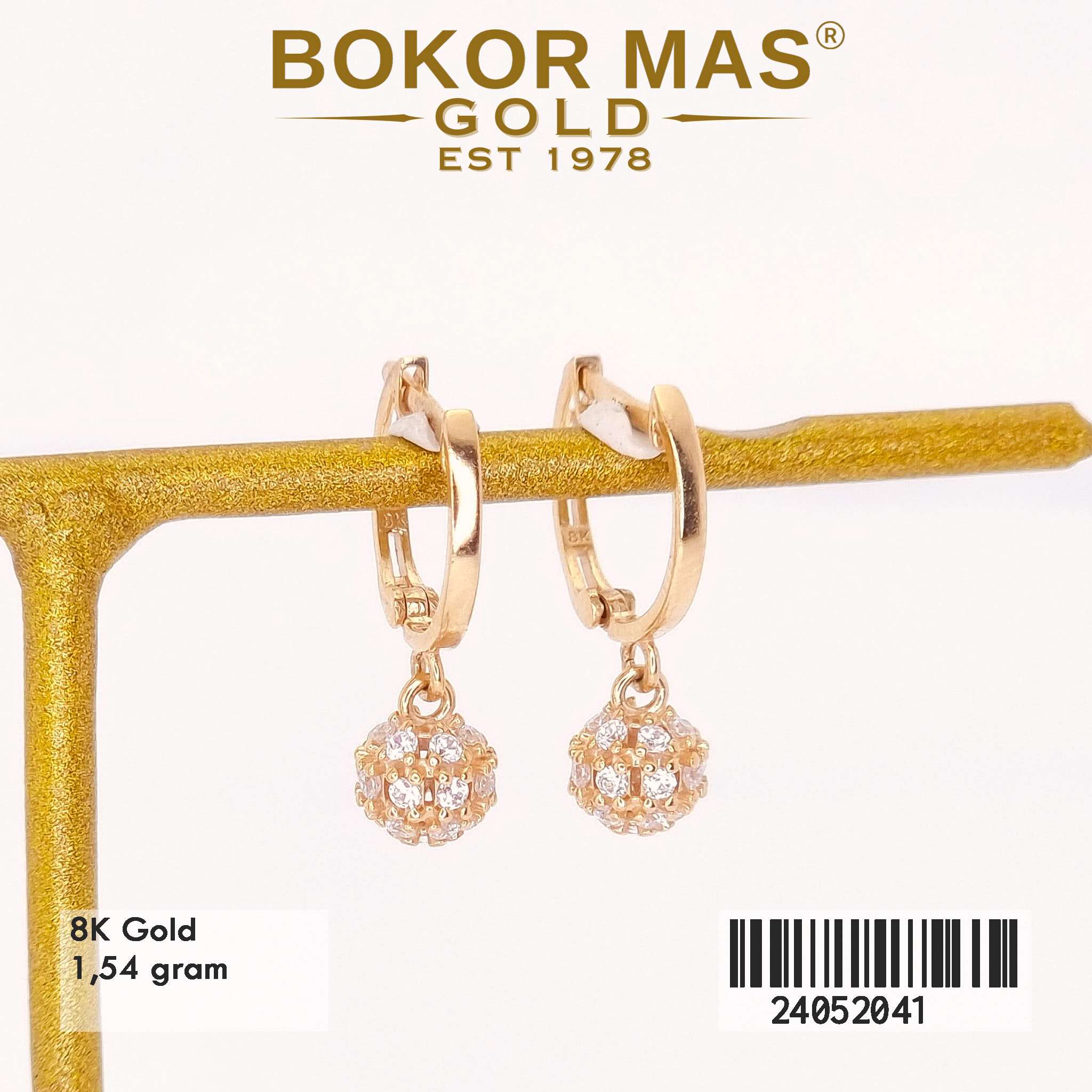 Anting Klip Bola-bola Variasi Permata - 24052041 - 8K