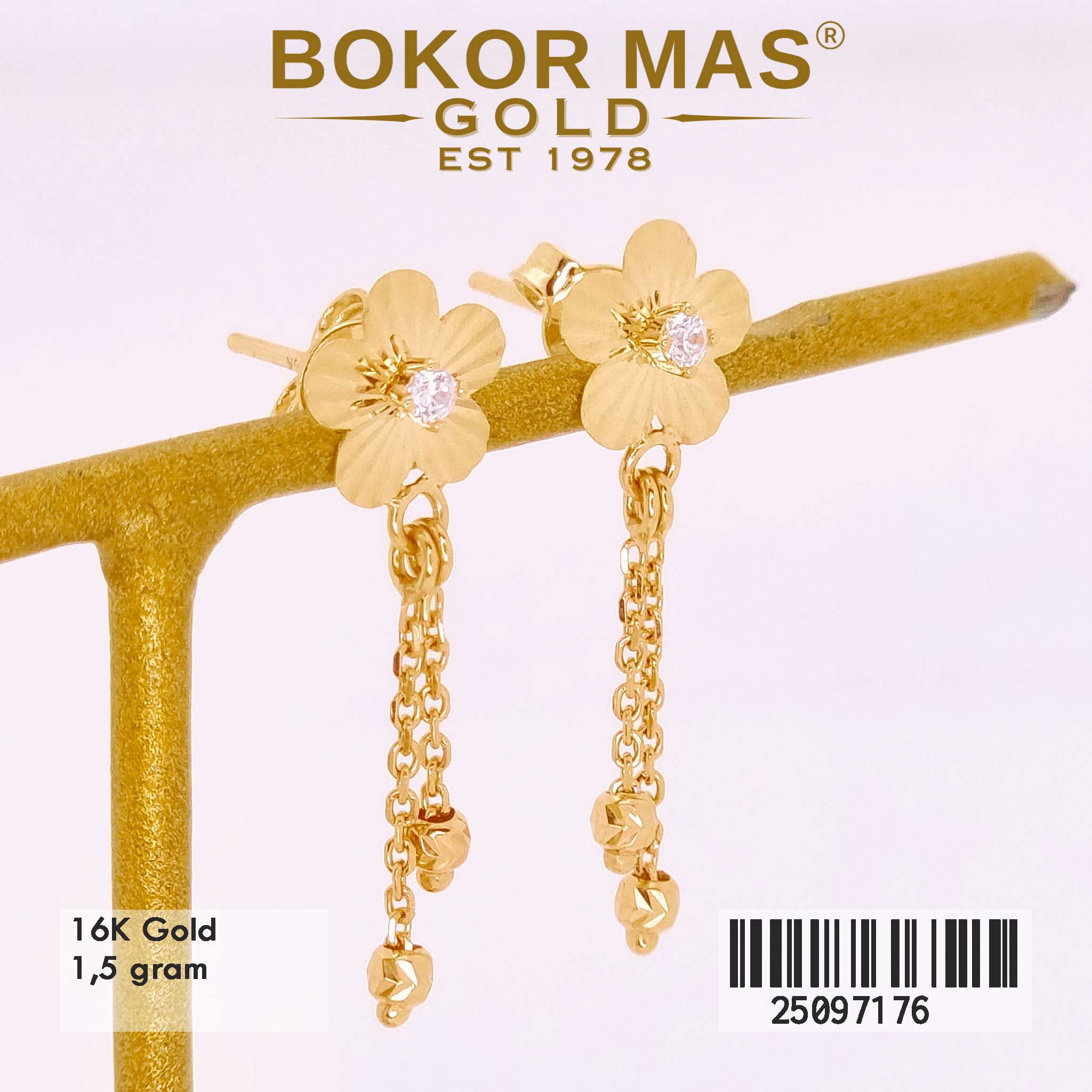 Giwang Variasi Bunga Permata - 25097176 -  16K