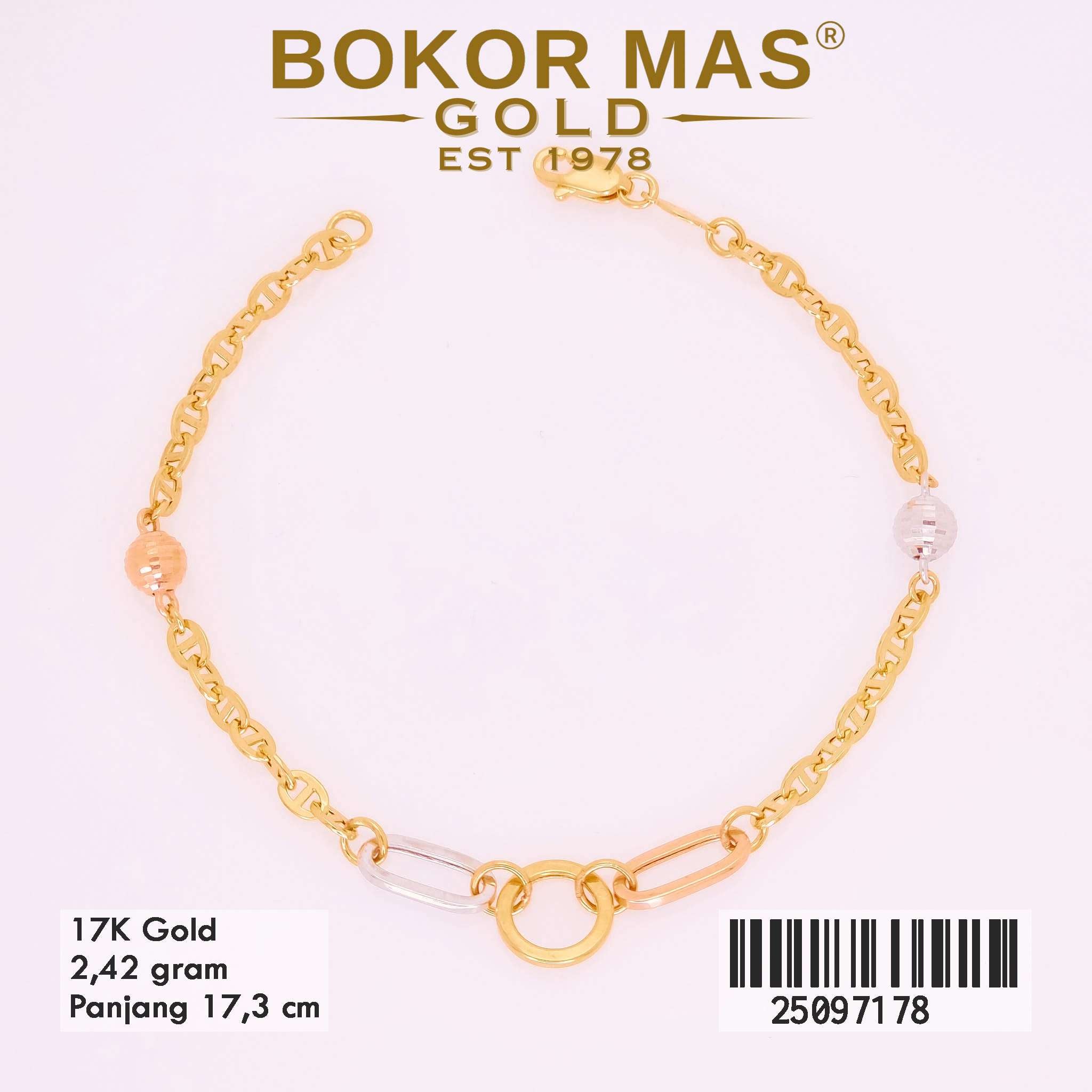 Foto Gelang Emas Asli Gelang  Variasi 17K - Perhiasan Asli Bokormas Gold
